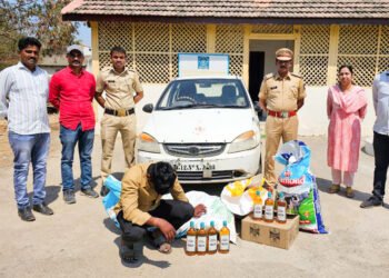 टाकळी सिकंदर येथे कारमधून गोवा दारू जप्त
