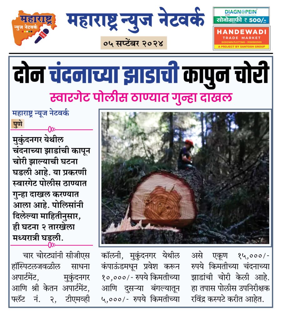 दोन चंदनाच्या झाडाची कापुन चोरी 2 05 09 24 01
