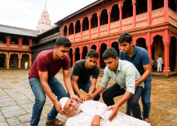 बार्शीतील युवकांच्या तत्परतेमुळे वयस्कर भक्ताचा जीव वाचला