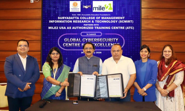 सायबर सुरक्षा प्रशिक्षणासाठी सूर्यभारत ग्रुप व ‘माईल-टू’मध्ये सामंजस्य करार 1 27 2 26 3